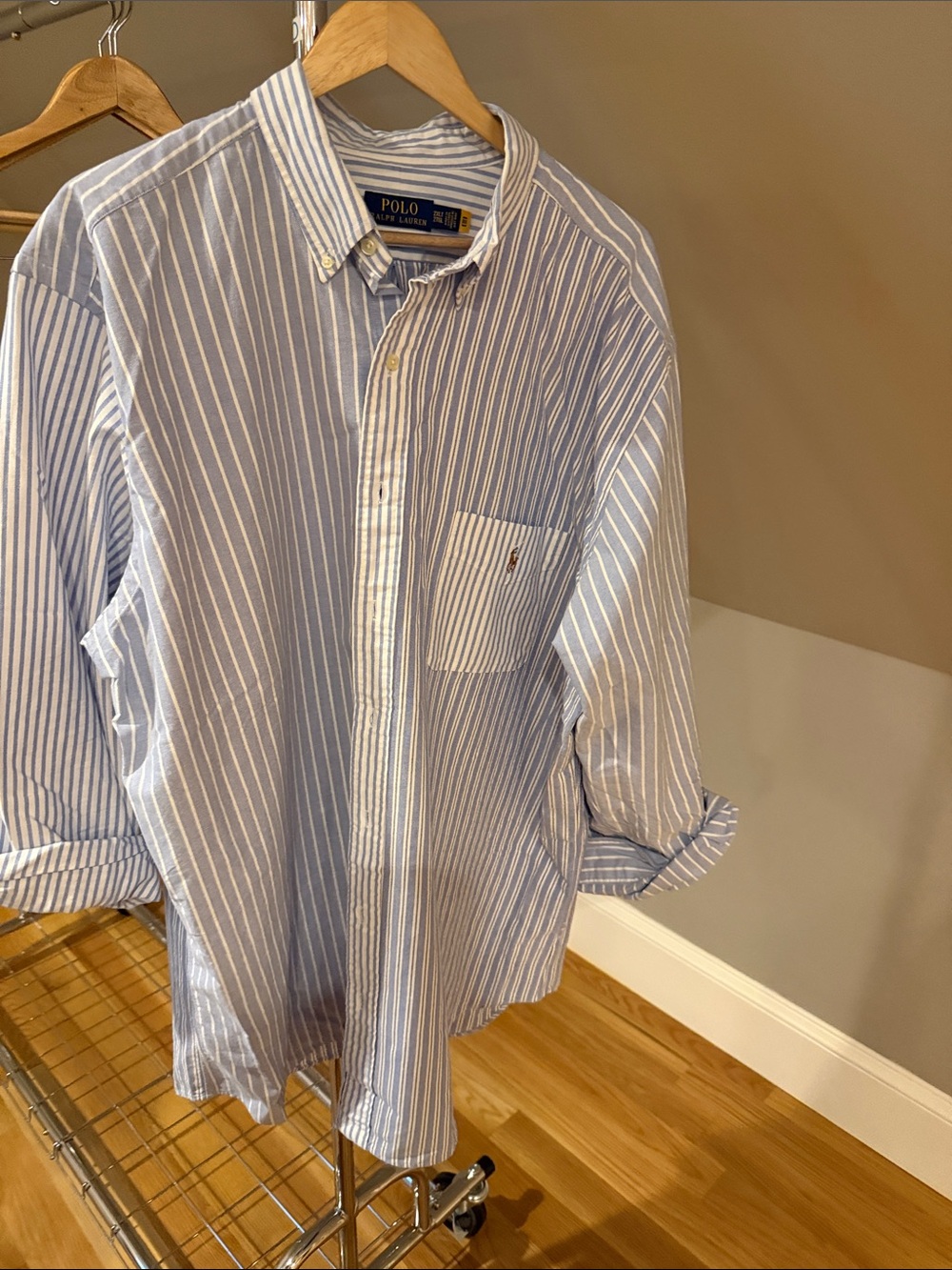 Polo by Ralph Lauren Light Blue & White Striped Button-Down Shirt
